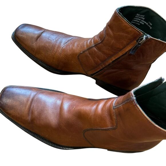 Kenneth Cole Burnished Leather Ankle Boots - Picture 4 of 10